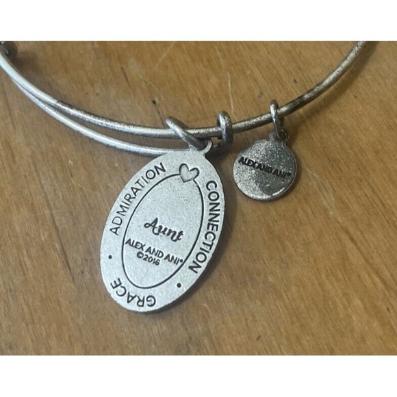 Alex And Ani Aunt  Admiration Connection Expandable Wire Bangle Rafaelian Silver - Picture 2 of 9